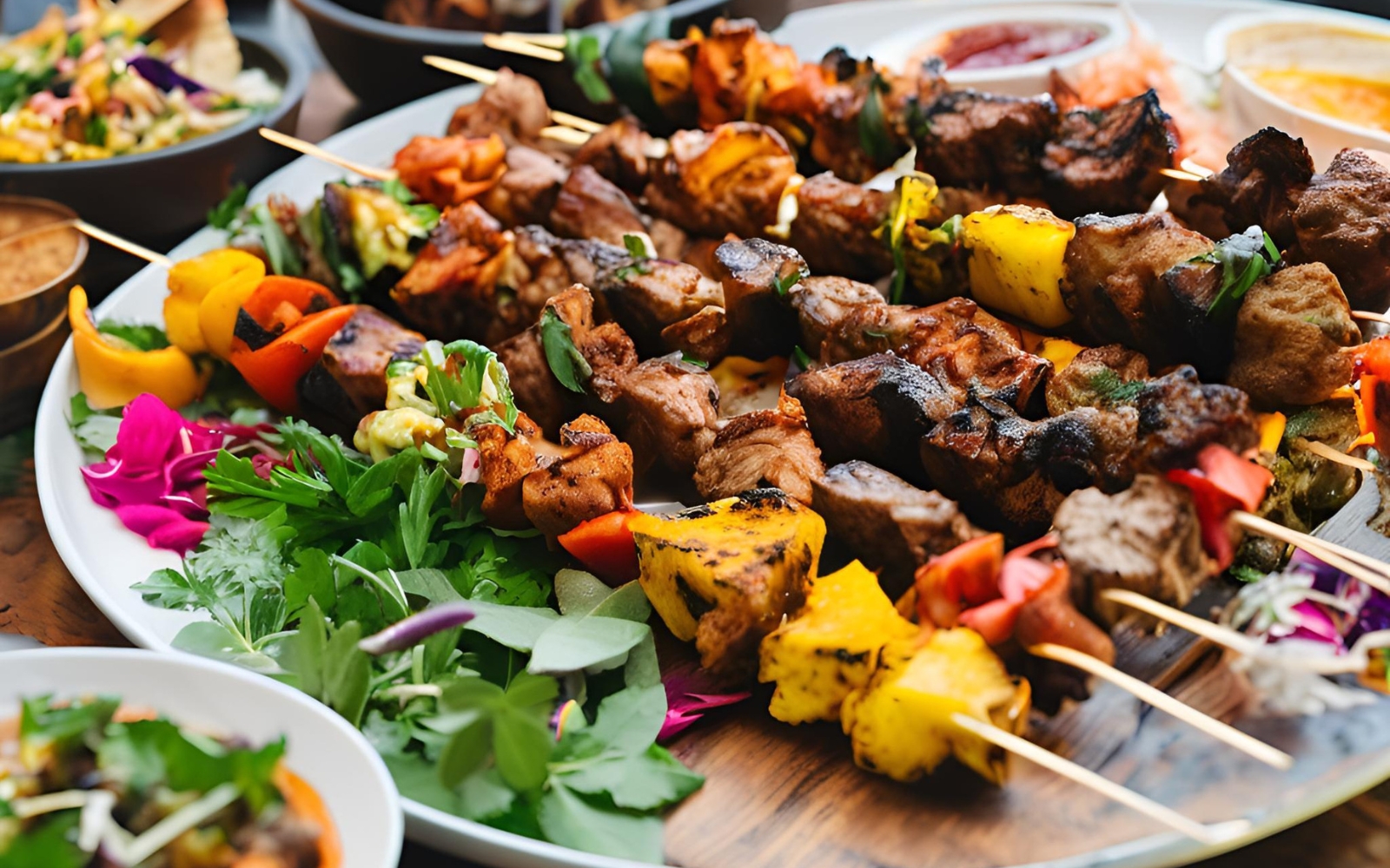 A delicious platter of kebabs from Tikka Nation in Watford, perfect for sharing on a first date.