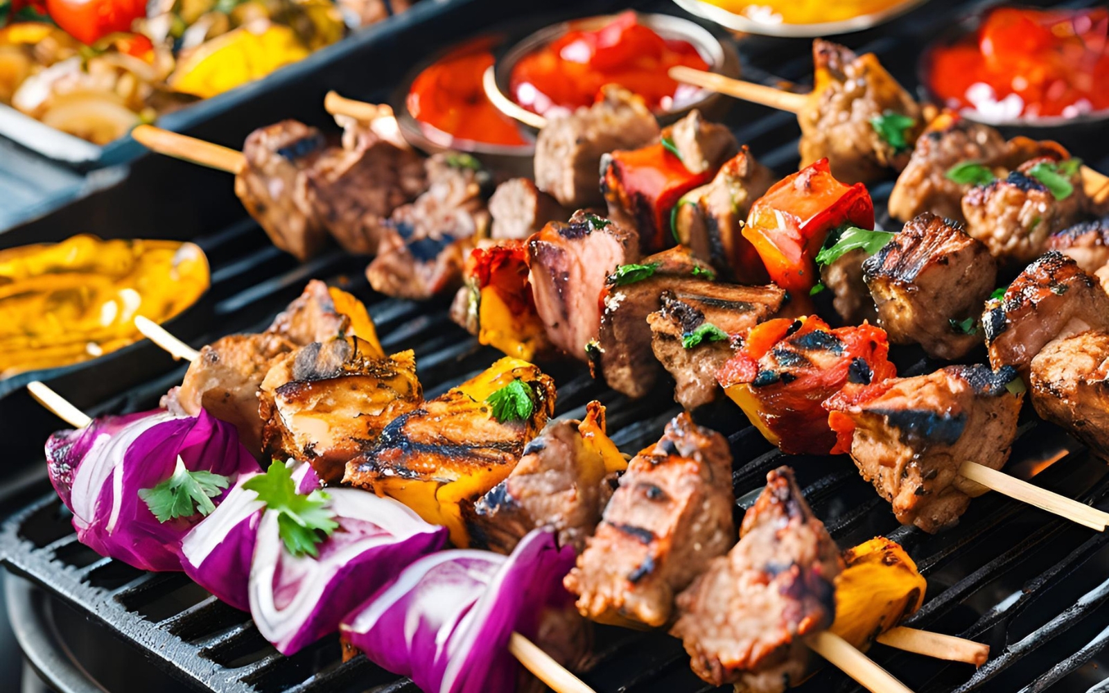 Freshly grilled kebabs with vibrant marinades, perfect for a delightful dining experience in Uxbridg